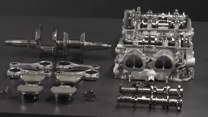 Ducati Desmosedici Stradale V4R engine internal components.