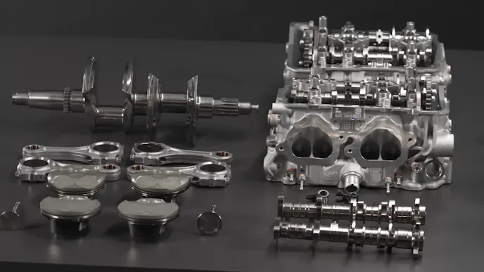 Ducati Desmosedici Stradale V4R engine internal components.